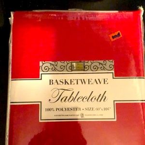 Red basket weave tablecloth